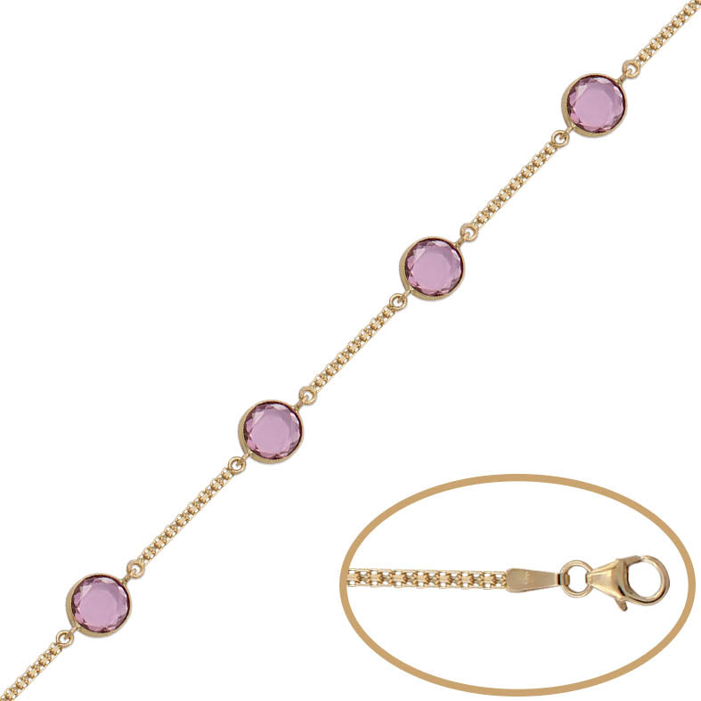 PULSERA ORO 18KL BISMARK PIEDRA ROSA - Peso: 5.30 gr 