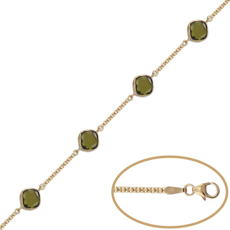 PULSERA ORO 18KL BISMARK PIEDRA VERDE - Peso: 4.95 gr 