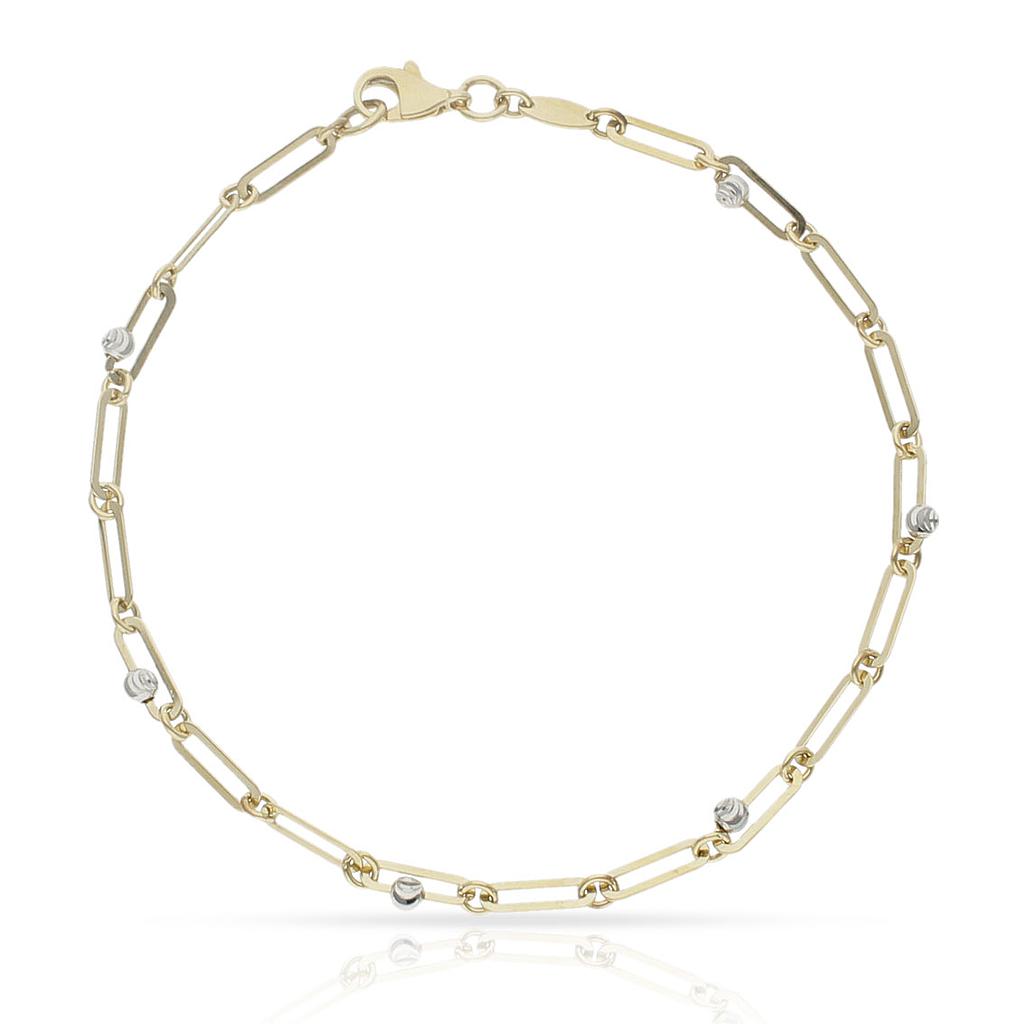 PULSERA ORO 18KL BOLAS + ESLABONES - 3MM - Peso: 2.75 gr 