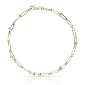 PULSERA ORO 18KL BOLAS + ESLABONES - 3MM - Peso: 2.75 gr 