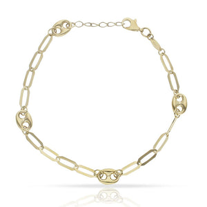 PULSERA ORO 18KL CALABROTE + ESLABONES - 6MM - Peso: 3.60 gr 