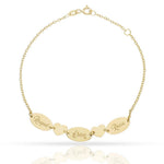 PULSERA ORO 18KL CHAPAS + CORAZONES