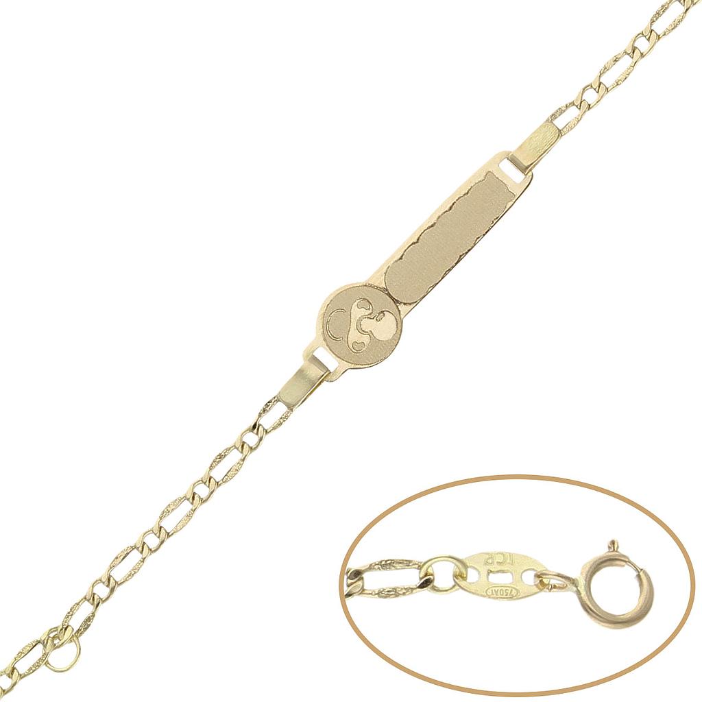 PULSERA ORO 18KL CHUPETE 1X1 - 13CM - Peso: 1.40 gr 
