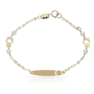 PULSERA ORO 18KL CIRCONITA + PERLAS - Peso: 1.15 gr 