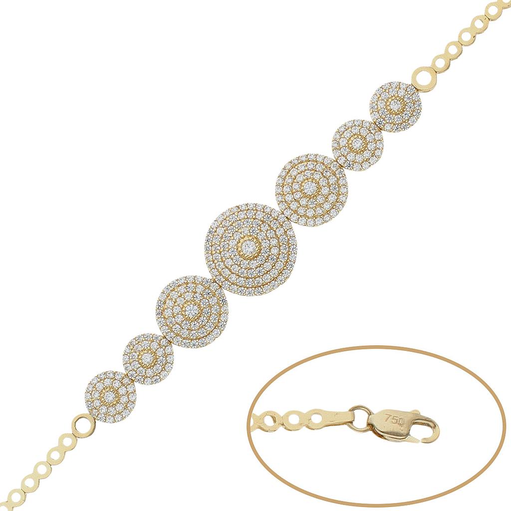 PULSERA ORO 18KL CIRCONITAS - Peso: 8.60 gr 
