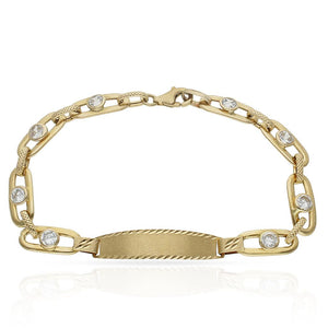 PULSERA ORO 18KL CIRCONITAS PLACA - Peso: 5.90 gr 