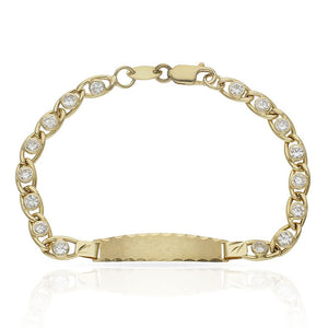 PULSERA ORO 18KL CIRCONITAS PLACA - Peso: 6.10 gr 