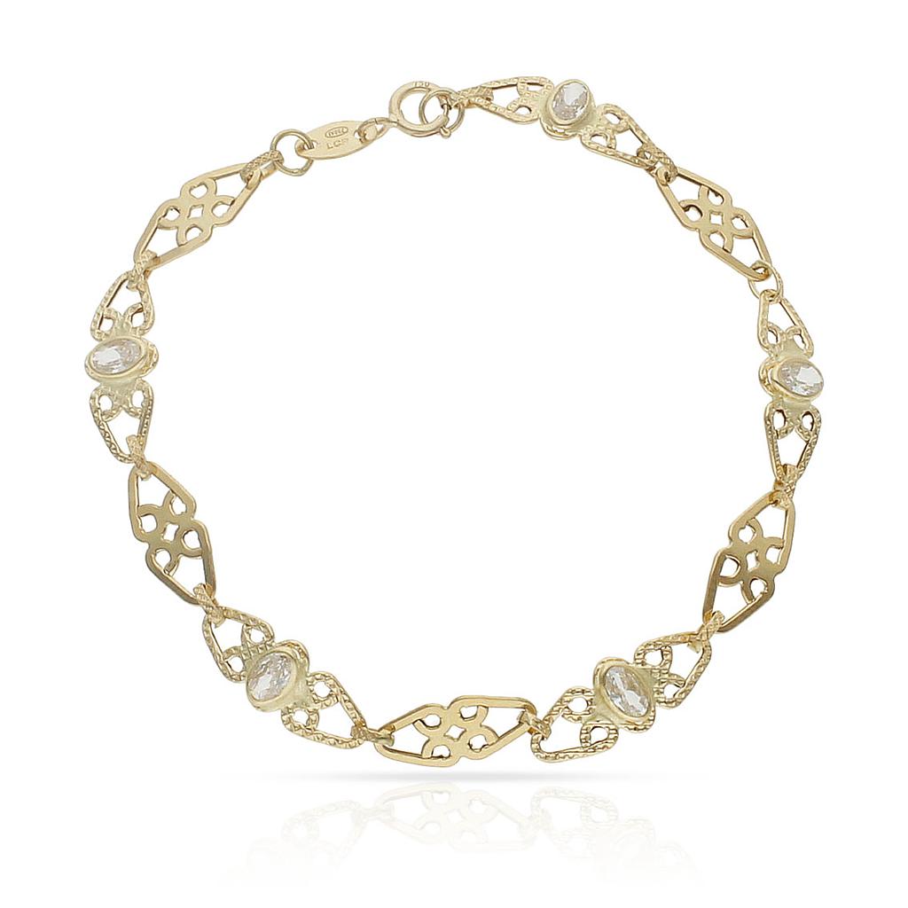 PULSERA ORO 18KL CIRCONITAS TROQUELADA - Peso: 3.10 gr 