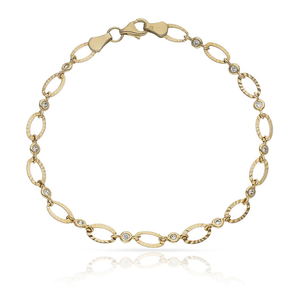 PULSERA ORO 18KL CIRCONITAS TROQUELADA - Peso: 4.20 gr 