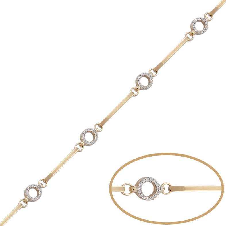 PULSERA ORO 18KL CIRCULOS CIRCONITAS - Peso: 5.75 gr 