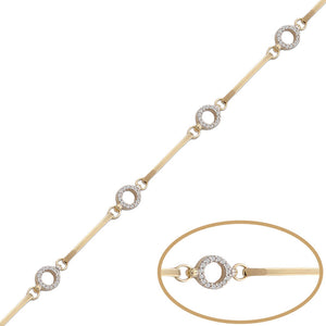 PULSERA ORO 18KL CIRCULOS CIRCONITAS - Peso: 5.75 gr 