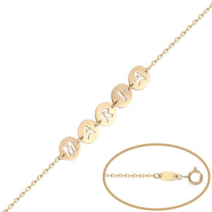 PULSERA ORO 18KL CIRCULOS NOMBRE CALADO - Nombres: 10 Letras 