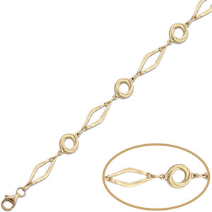 PULSERA ORO 18KL CIRCULOS + ROMBO - Peso: 3.80 gr 