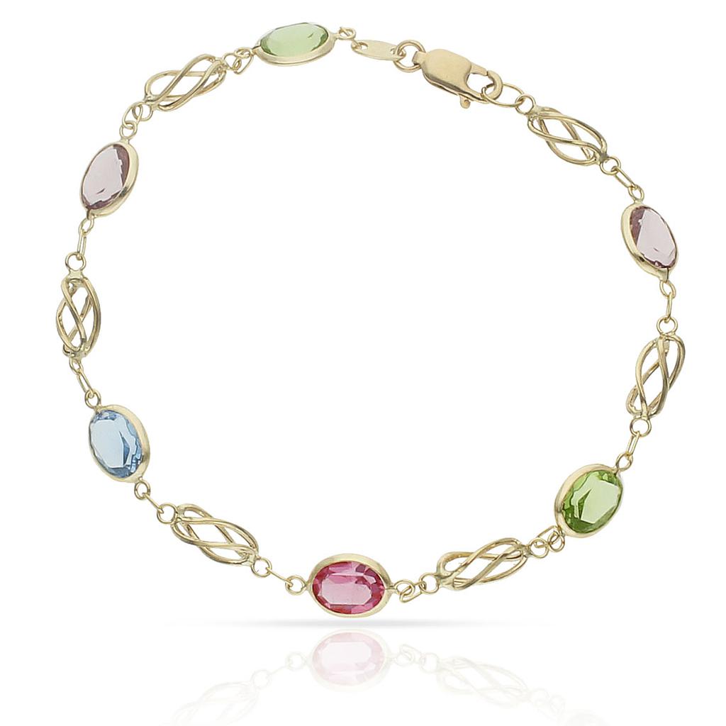 PULSERA ORO 18KL COLORES Y JAULA - Peso: 4.10 gr 
