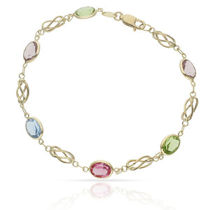 PULSERA ORO 18KL COLORES Y JAULA - Peso: 4.10 gr 
