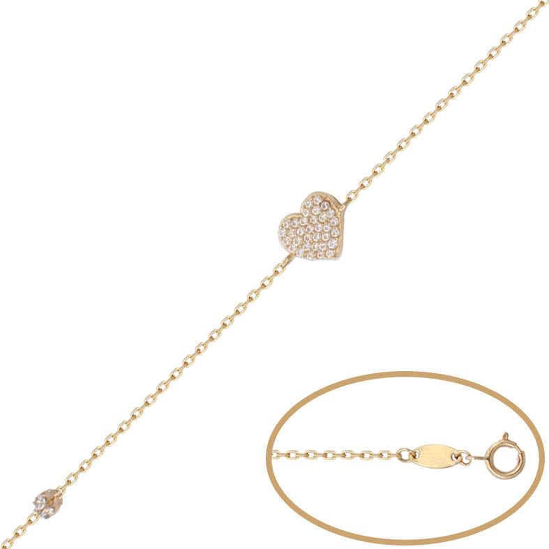 PULSERA ORO 18KL CORAZON CIRCONITAS