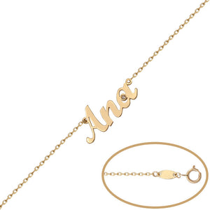 PULSERA ORO 18KL + DIAMANTE NOMBRE MEDIANO - Nombres: 3 Letras 