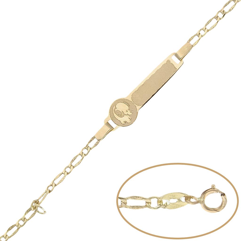 PULSERA ORO 18KL ELEFANTE 1X1 - 13CM - Peso: 1.40 gr 