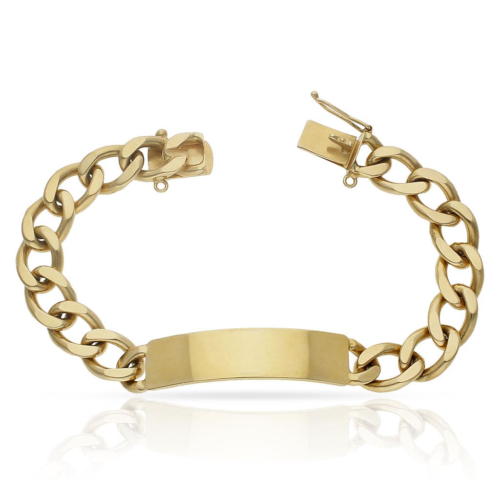 PULSERA ORO 18KL FUNDIDA PLACA - Longitud - Peso: 19cm-46.40 gr 