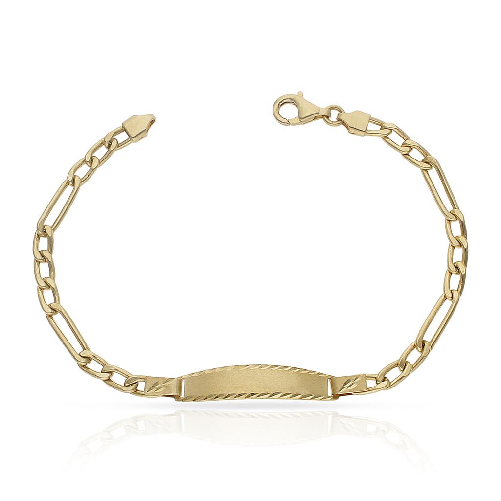 PULSERA ORO 18KL HUECA 3x1 PLACA - Peso: 5.55 gr 