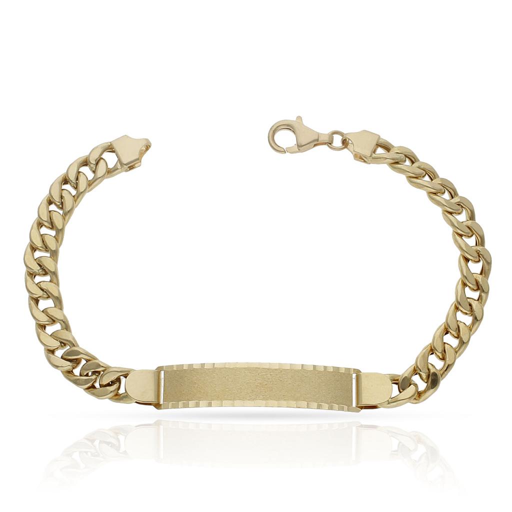 PULSERA ORO 18KL HUECA BARBADA PLACA - Longitud - Peso: 21.50cm-14.55 gr 