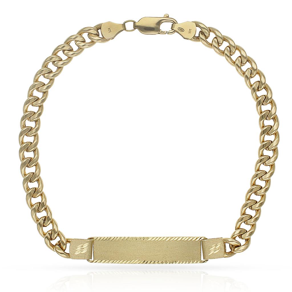 PULSERA ORO 18KL HUECA BARBADA PLACA - Peso: 12.65 gr 