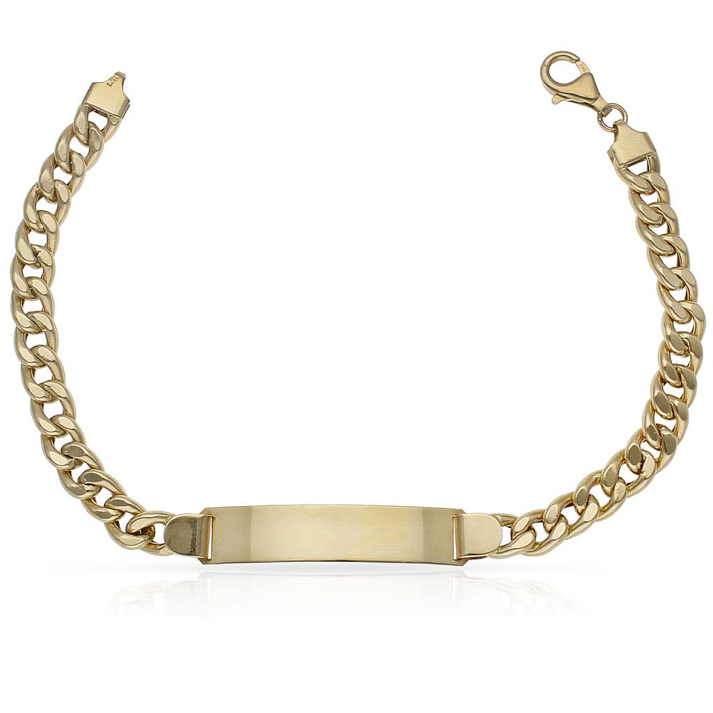 PULSERA ORO 18KL HUECA BARBADA PLACA - Peso: 14.90 gr 