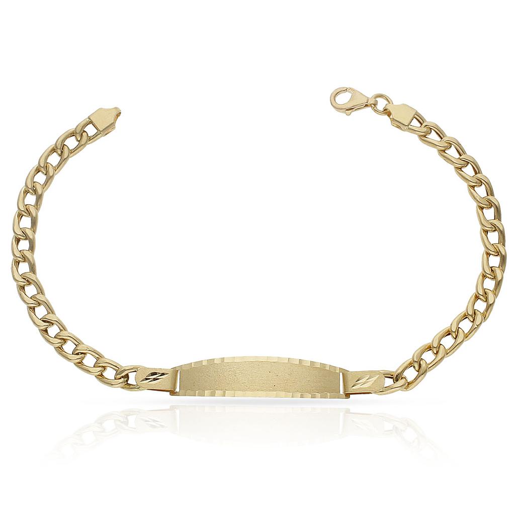 PULSERA ORO 18KL HUECA BARBADA PLACA - Peso: 7.40 gr 