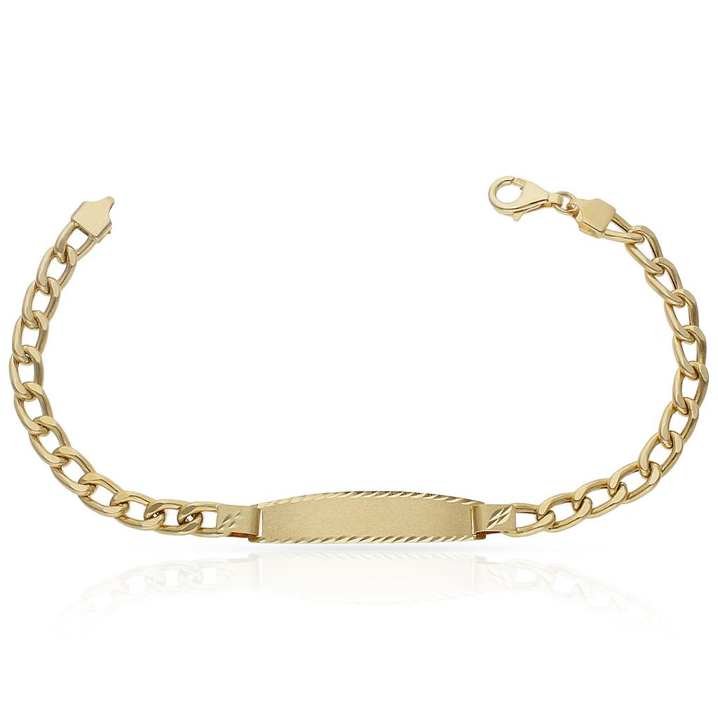 PULSERA ORO 18KL HUECA BARBADA PLACA - Peso: 8.00 gr 