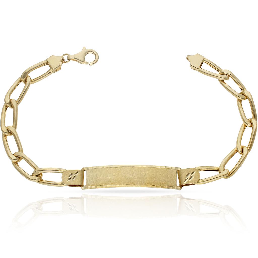 PULSERA ORO 18KL HUECA FIGARO PLACA - Peso: 14.35 gr 
