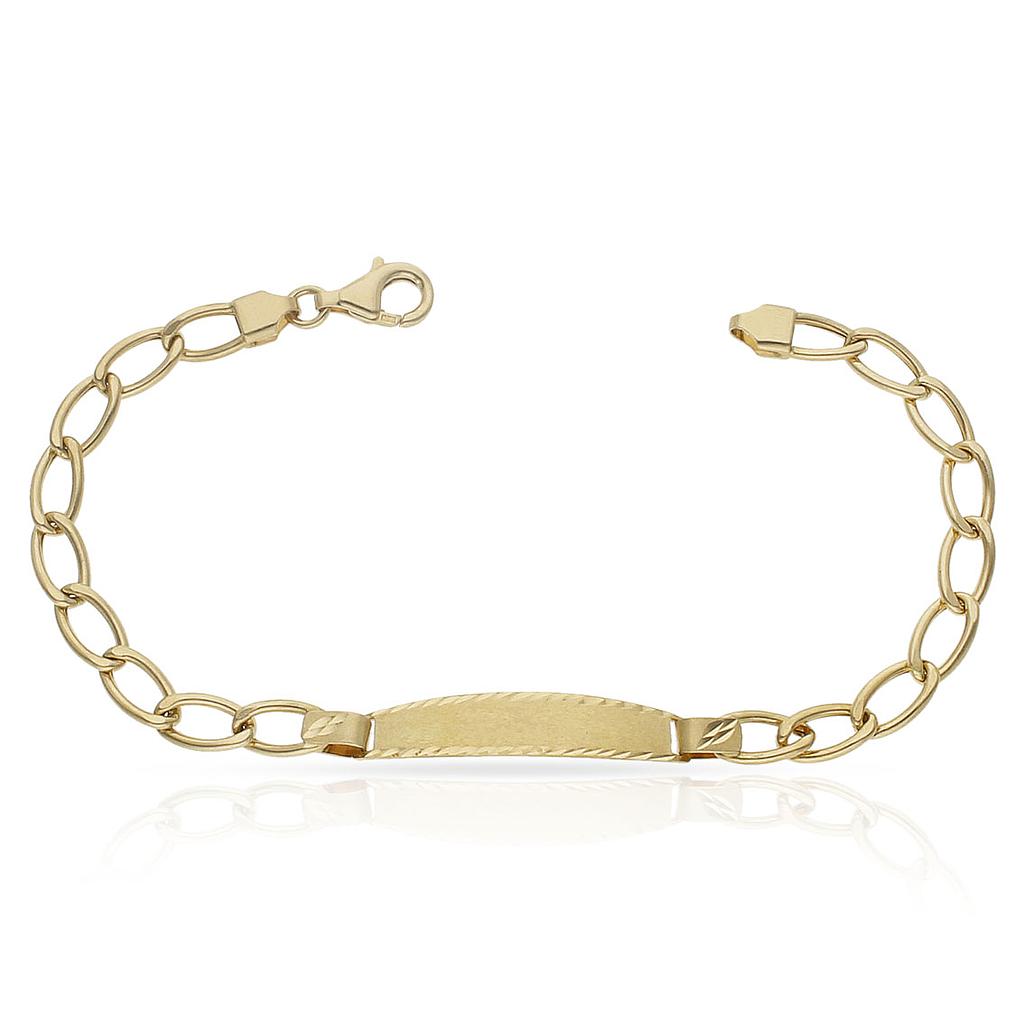 PULSERA ORO 18KL HUECA OVAL PLACA - Peso: 5.30 gr 