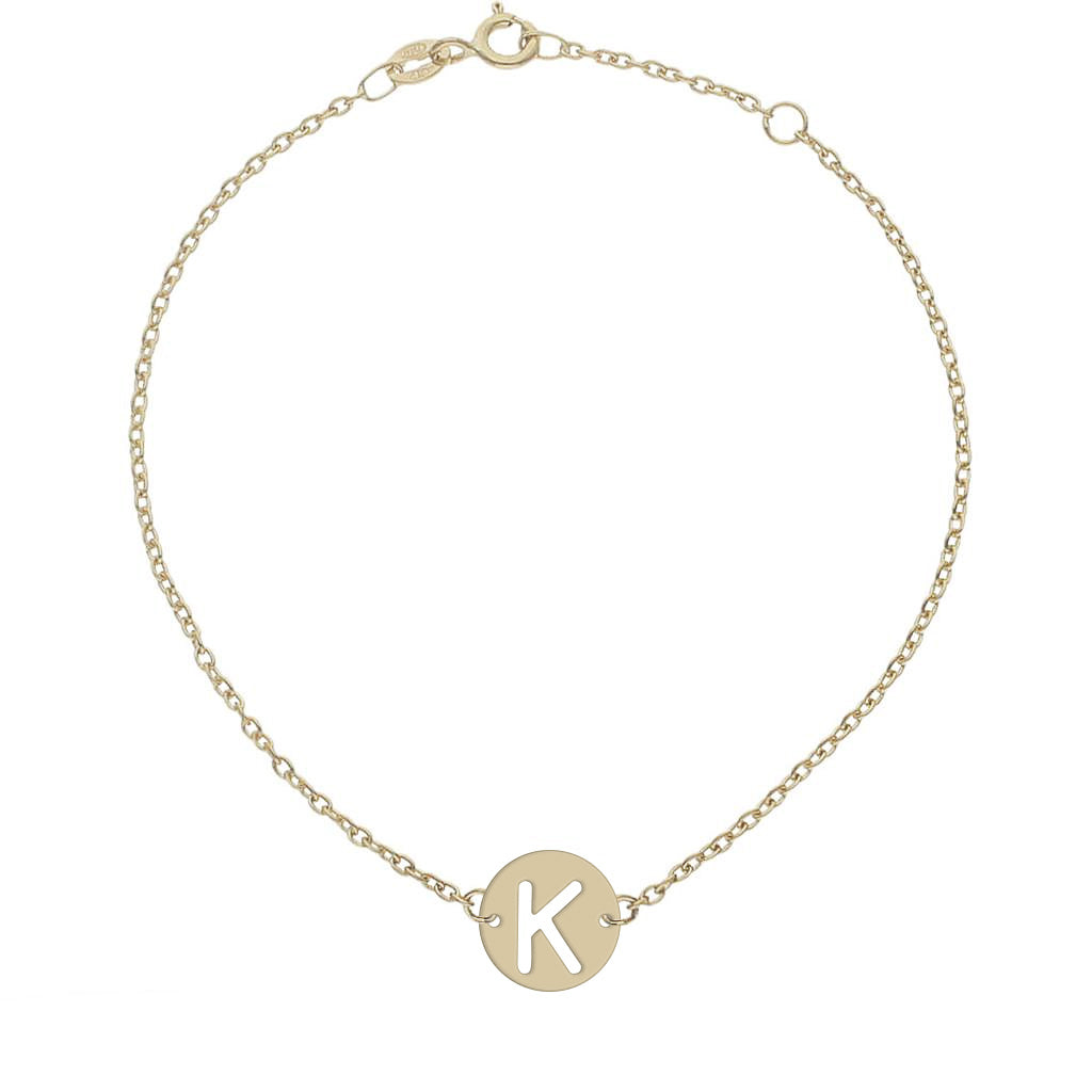 PULSERA ORO 18KL LETRA - 10MM - Abecedario: k 