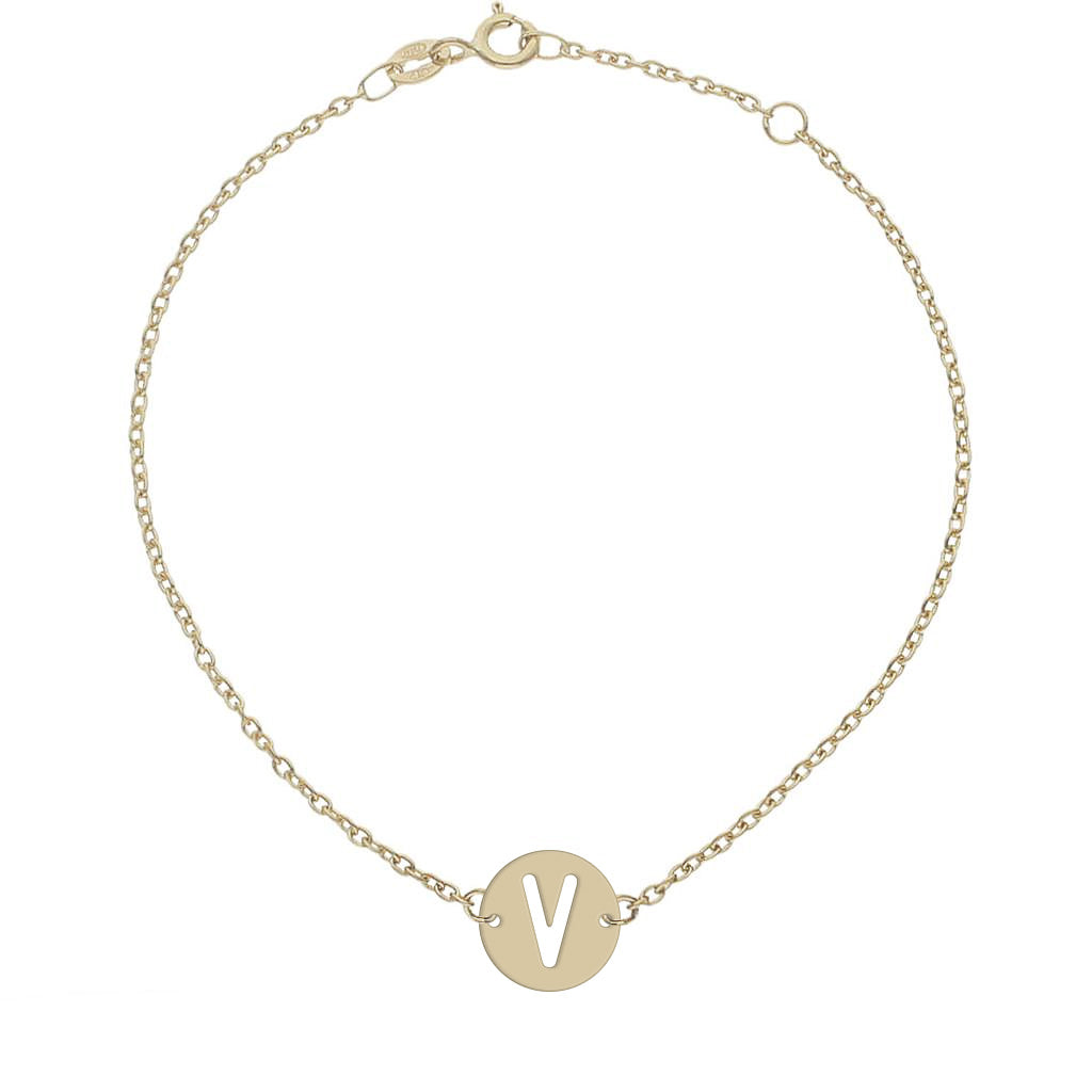PULSERA ORO 18KL LETRA - 10MM - Abecedario: v 