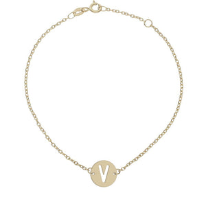 PULSERA ORO 18KL LETRA - 10MM - Abecedario: v 