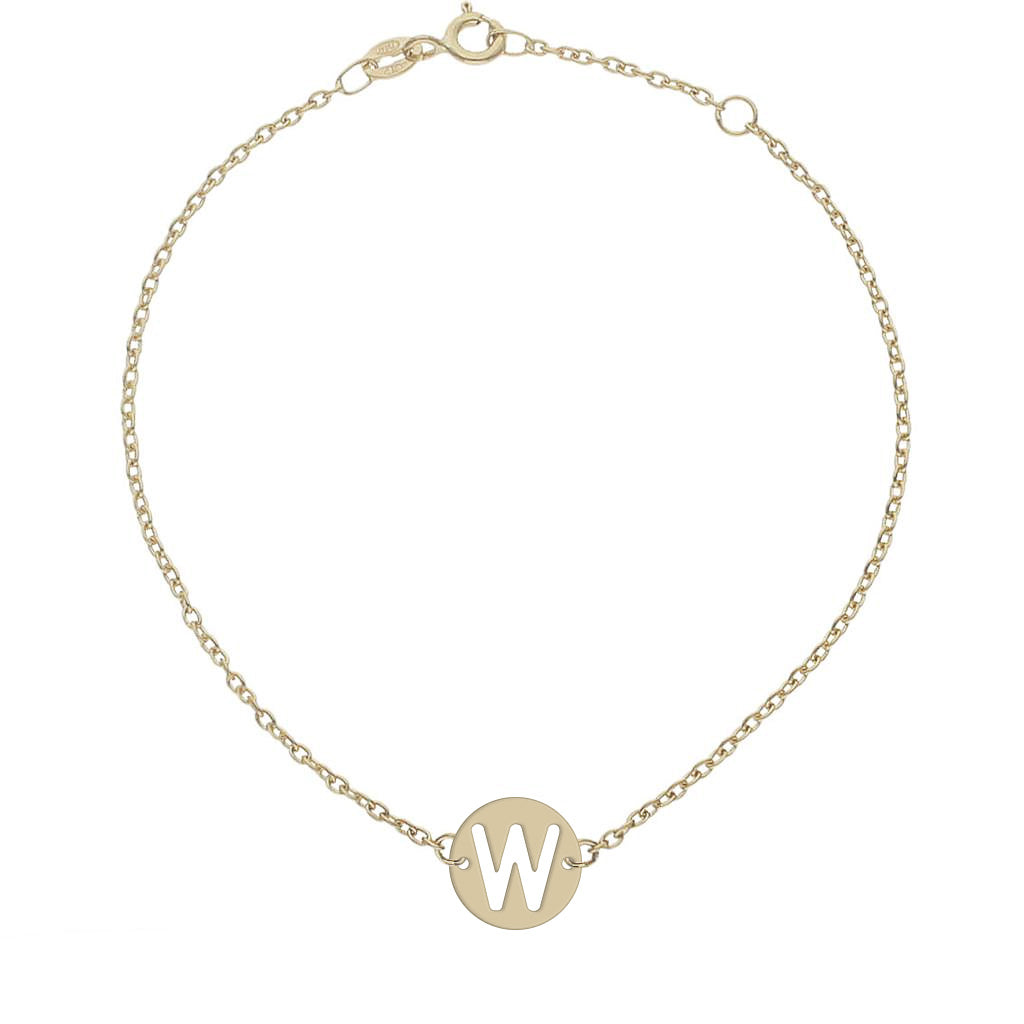 PULSERA ORO 18KL LETRA - 10MM - Abecedario: w 