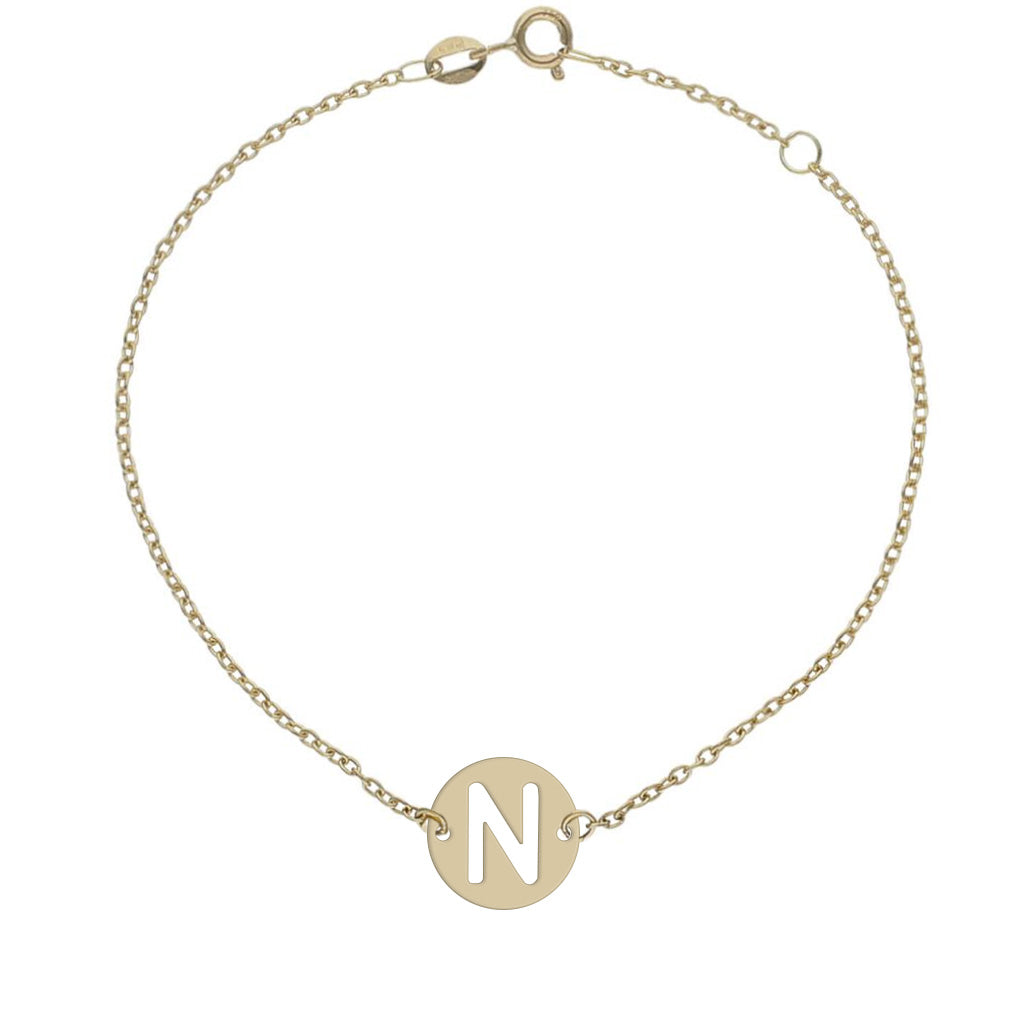 PULSERA ORO 18KL LETRA - 12MM - Abecedario: n 