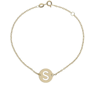 PULSERA ORO 18KL LETRA - 12MM - Abecedario: s 