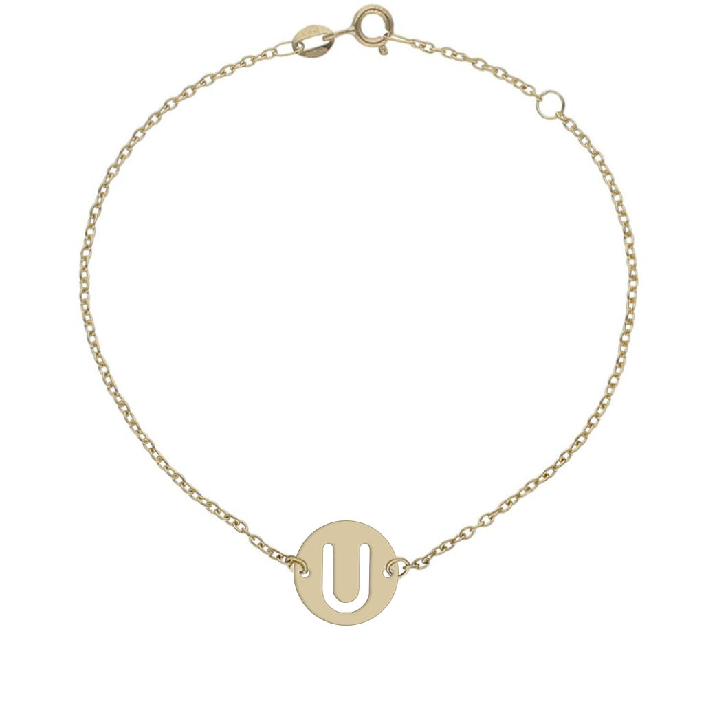 PULSERA ORO 18KL LETRA - 12MM - Abecedario: u 