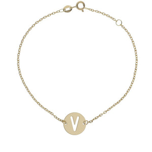 PULSERA ORO 18KL LETRA - 12MM - Abecedario: v 