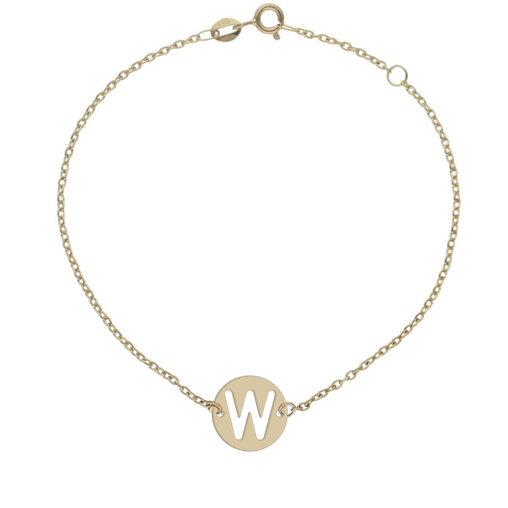 PULSERA ORO 18KL LETRA - 12MM - Abecedario: w 