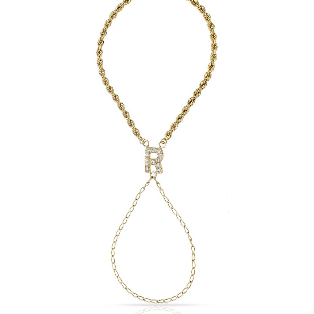 PULSERA ORO 18KL LETRA DEDO CIRCONITAS - Abecedario: L 