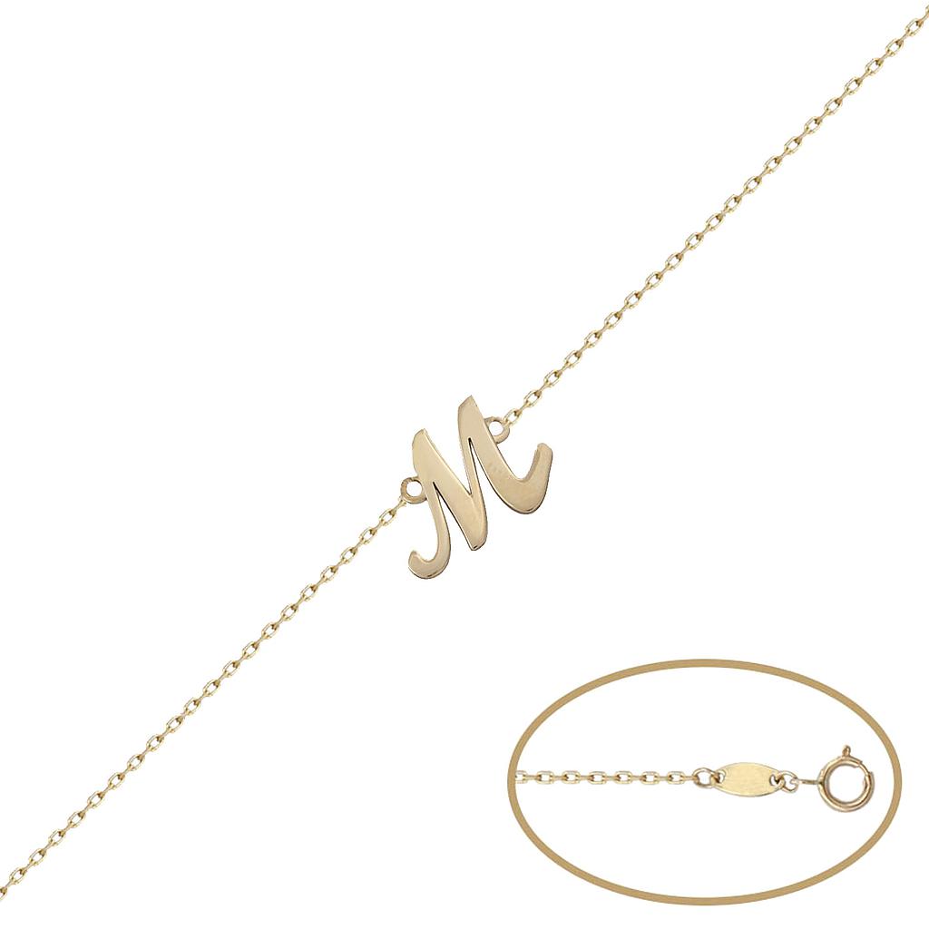 PULSERA ORO 18KL LETRA INGLESA - Abecedario: v 