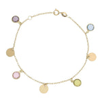 PULSERA ORO 18KL MINI CHARMS CIRCULO + PIEDRAS