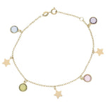 PULSERA ORO 18KL MINI CHARMS ESTRELLAS + PIEDRAS
