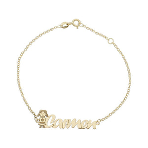 PULSERA ORO 18KL NIÑA + NOMBRE - Nombres: 9 Letras 