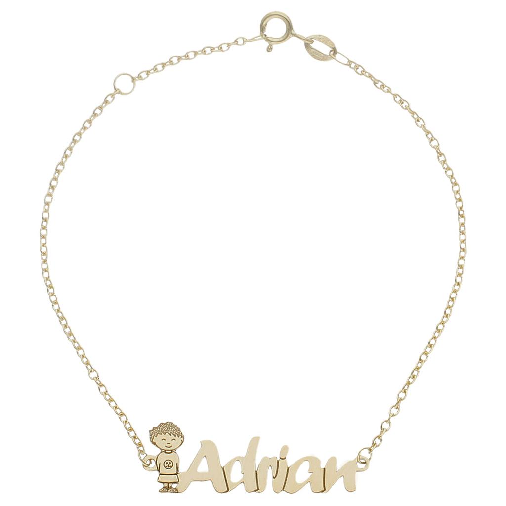 PULSERA ORO 18KL NIÑO + NOMBRE - Nombres: 7 Letras 
