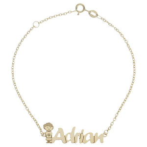 PULSERA ORO 18KL NIÑO + NOMBRE - Nombres: 8 Letras 