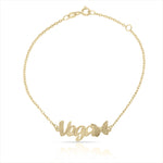 PULSERA ORO 18KL NOMBRE + MARIPOSA - Nombres: 4 Letras 