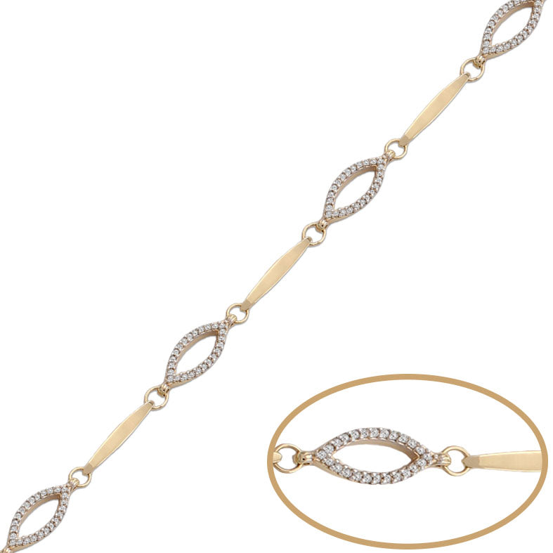 PULSERA ORO 18KL OVAL CIRCONITAS - Peso: 6.10 gr 