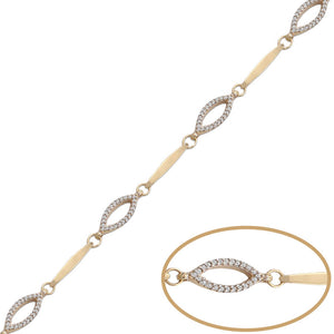 PULSERA ORO 18KL OVAL CIRCONITAS - Peso: 6.10 gr 